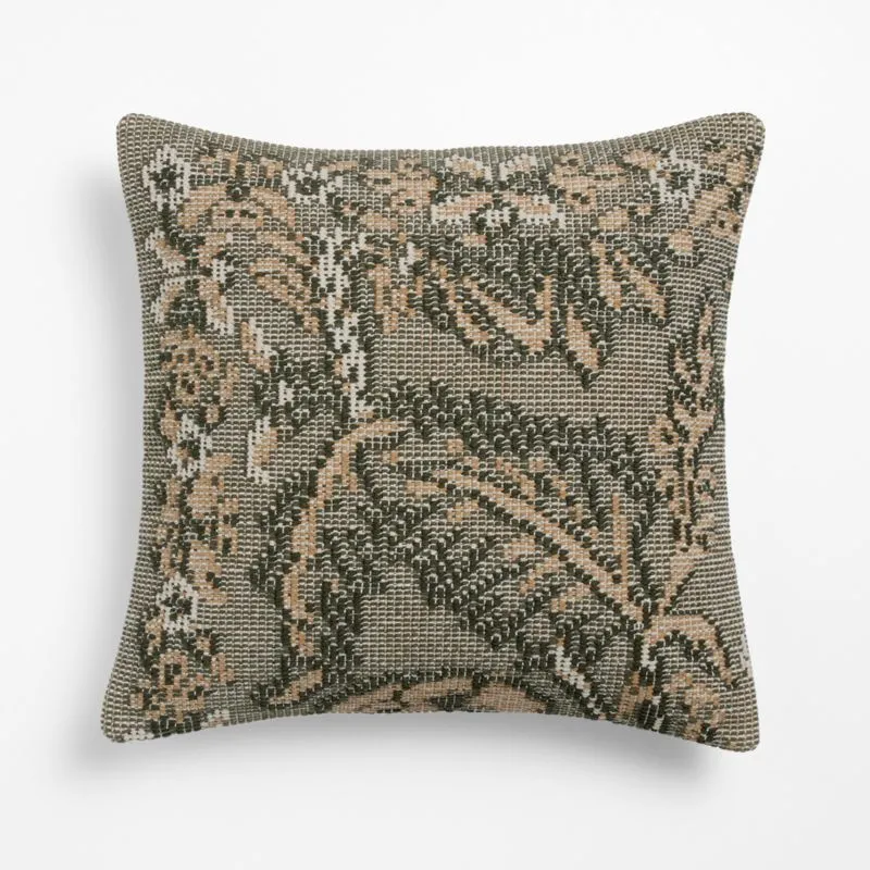 Hillsfield Organic Cotton 20"x20" Burnt Green Throw Pillow Cover
