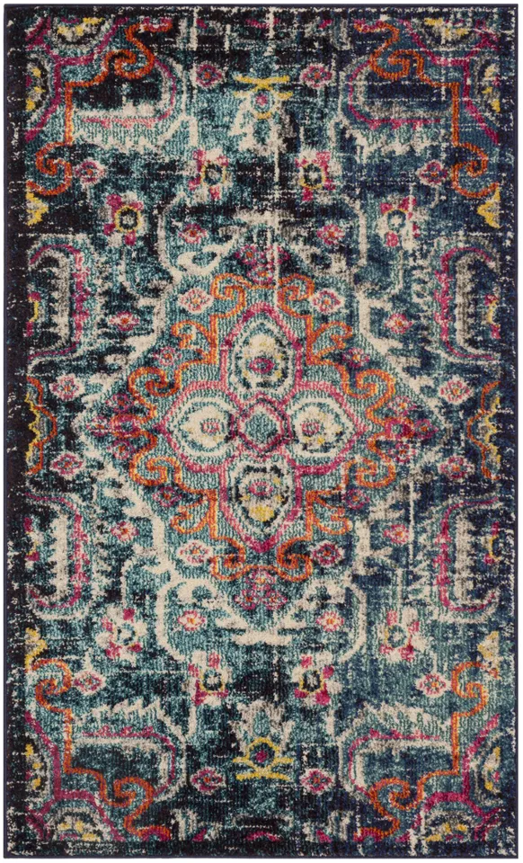 Arlo Home Woven Area Rug, MNC252J, Blue/Fuchsia,  3' X 5'