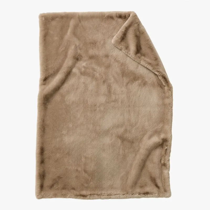 Astor Double-Sided Light Brown Faux Fur Throw Blanket 50"x70"
