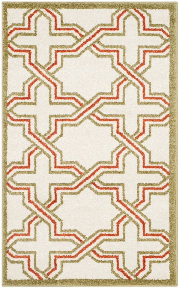 Arlo Home Indoor/Outdoor Woven Area Rug, AMT413A, Ivory/Light Green,  2' 6" X 4'