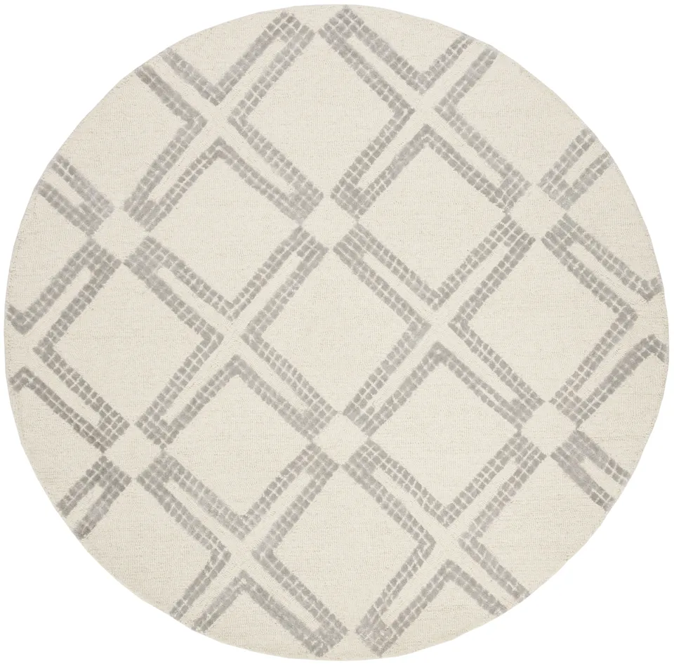 Arlo Home Hand Tufted Area Rug, BLG574G, Ivory/Silver,  5' X 5' Round