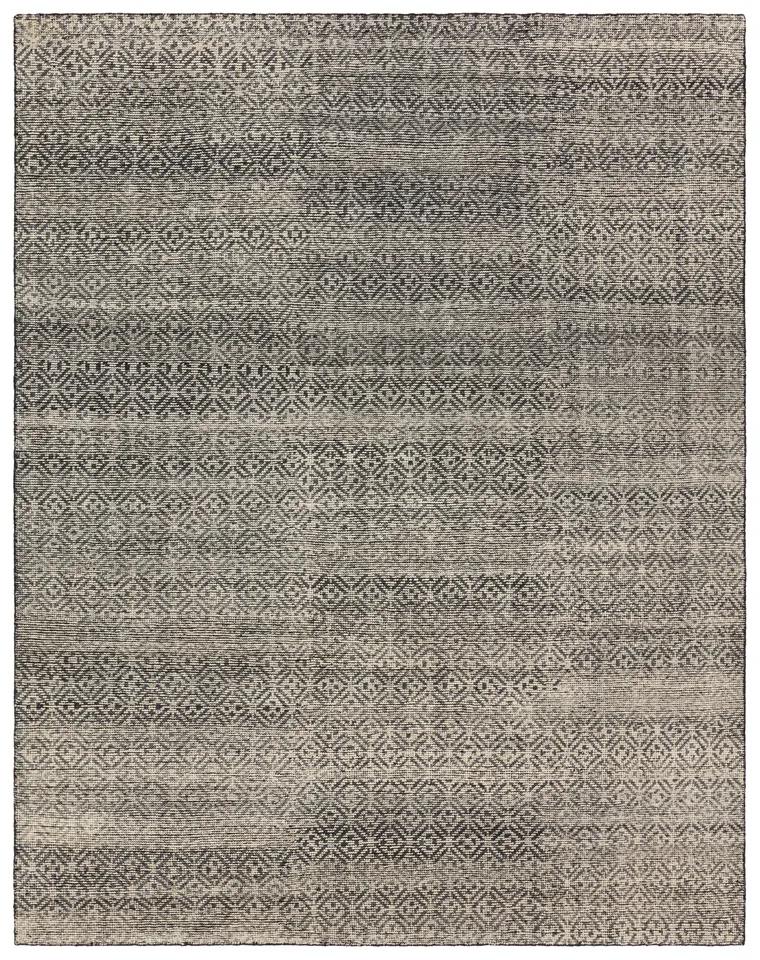 Akello Handknotted Trellis Black/Cream Area Rug (5'X8' Rectangle)