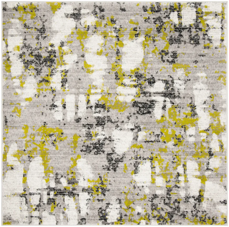 Arlo Home Woven Area Rug, SKY193G, Grey/Green,  6' 7" X 6' 7" Square