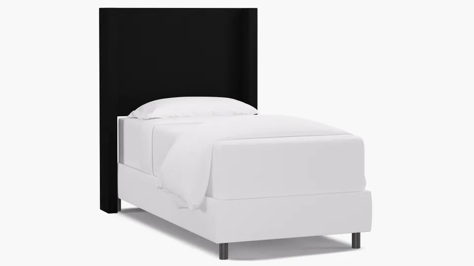 Modern Wingback Headboard, Raven Everyday Linen, Twin