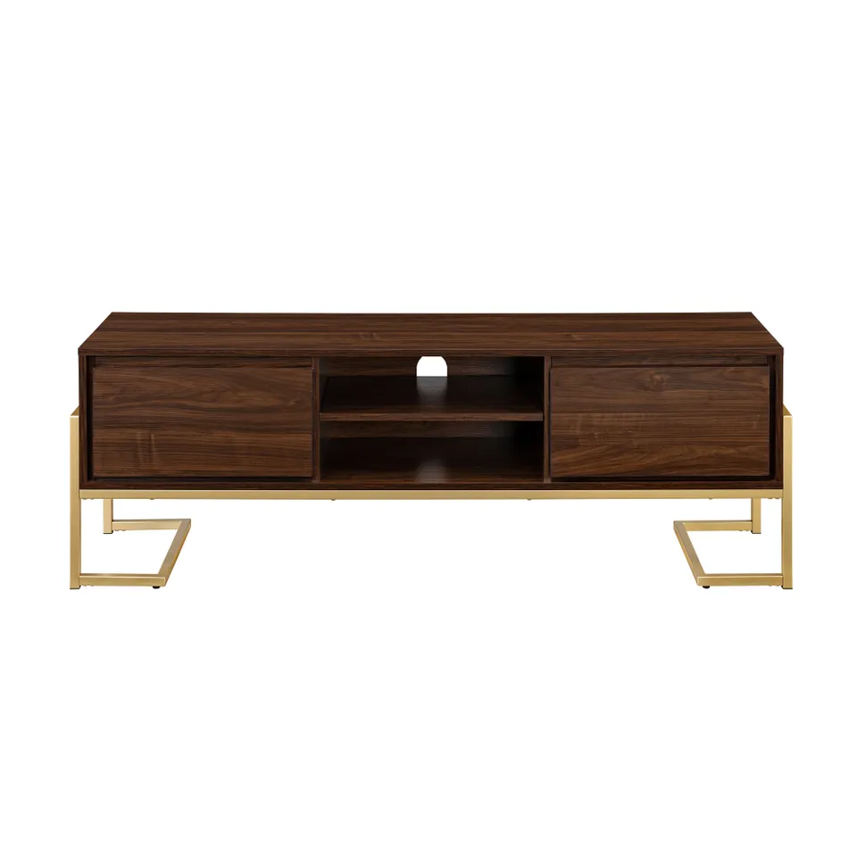 60" 2-Drawer Modern Media Console - Dark Walnut