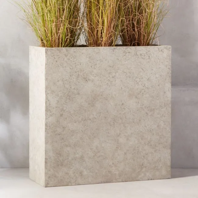 Ash Rectangular Grey Cement Indoor/Outdoor XL Planter 31.5"H Set of 2
