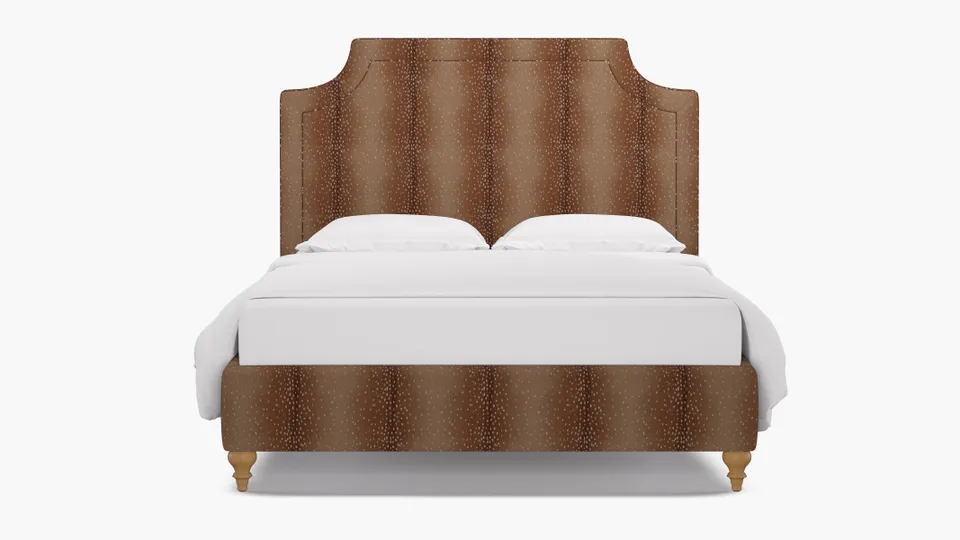 Deco Bed, Antelope, Natural Traditional Turned Leg, Queen