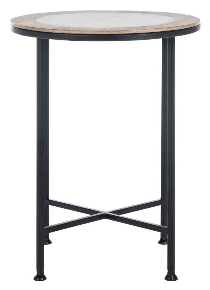Lumi Agate Accent Table - White / Black