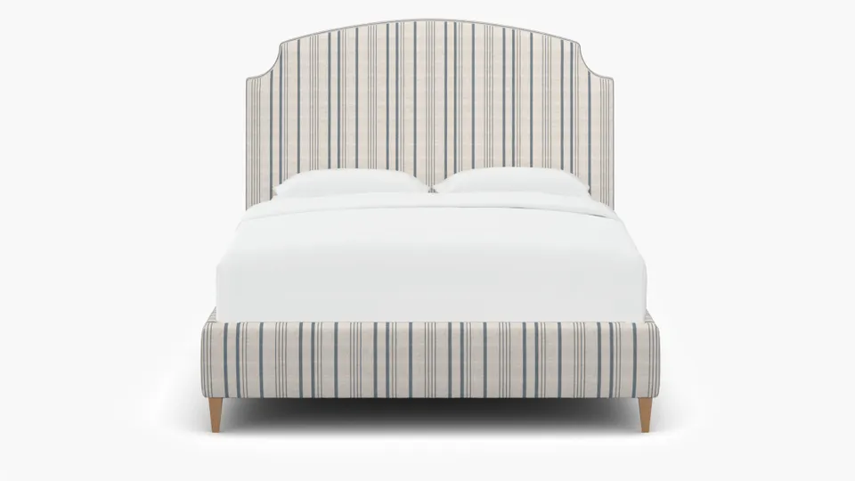 Cove Bed, Blue Market Stripe, Natural Square Tapered Leg, Twin