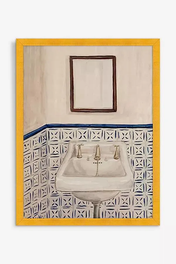 Basin on Blue Tiles Wall Art