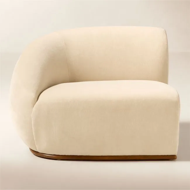 Baza Ivory Velvet Left Arm Chair by Casa Dean by Swizz Beatz