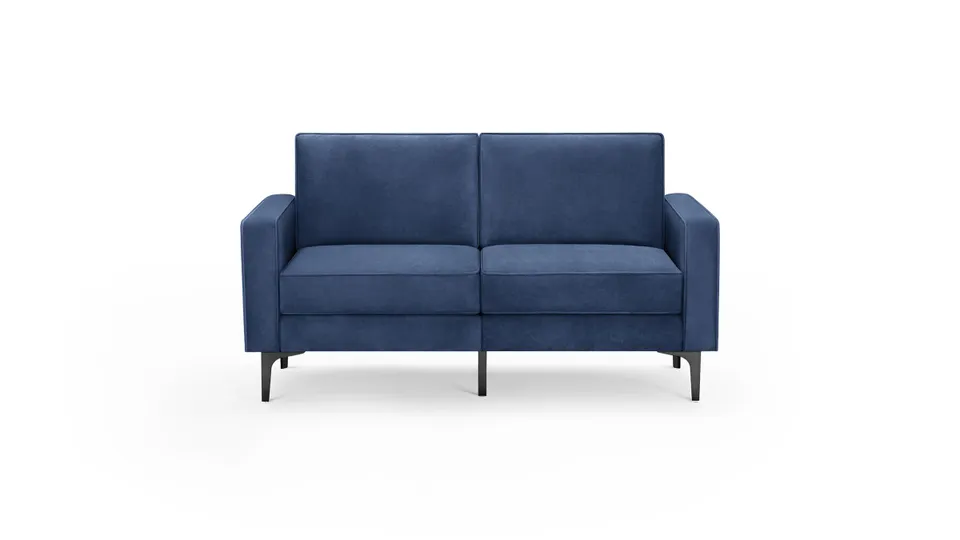Nomad Velvet Loveseat - Midnight - Performance Velvet / Black - Metal