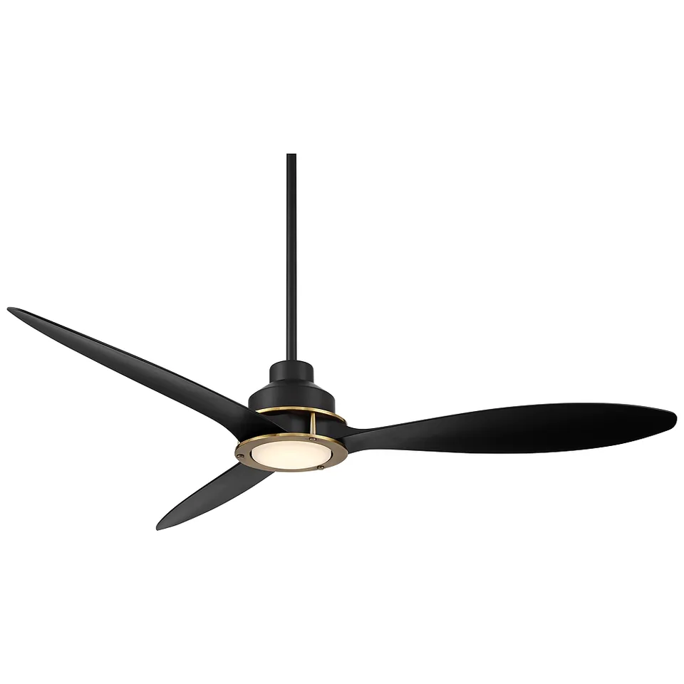 56" Casa Vieja Veyron Matte Black Damp Rated Ceiling Fan with Remote