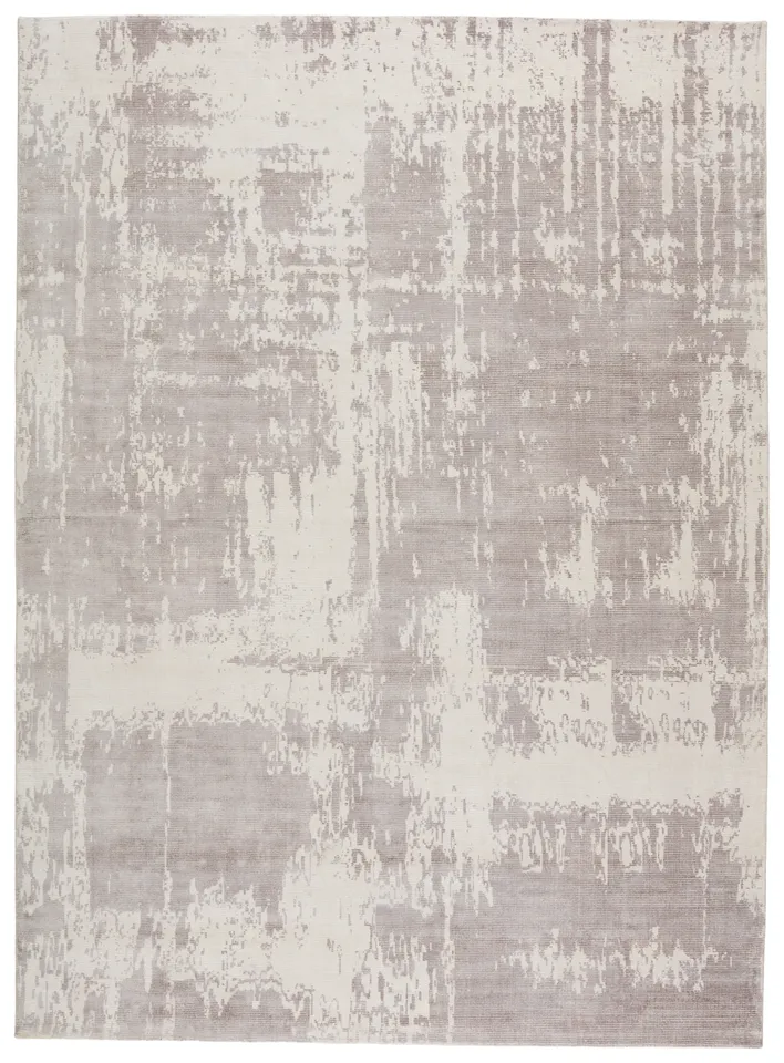 Arabella Handmade Abstract Light Gray/ White Area Rug (9'X13')