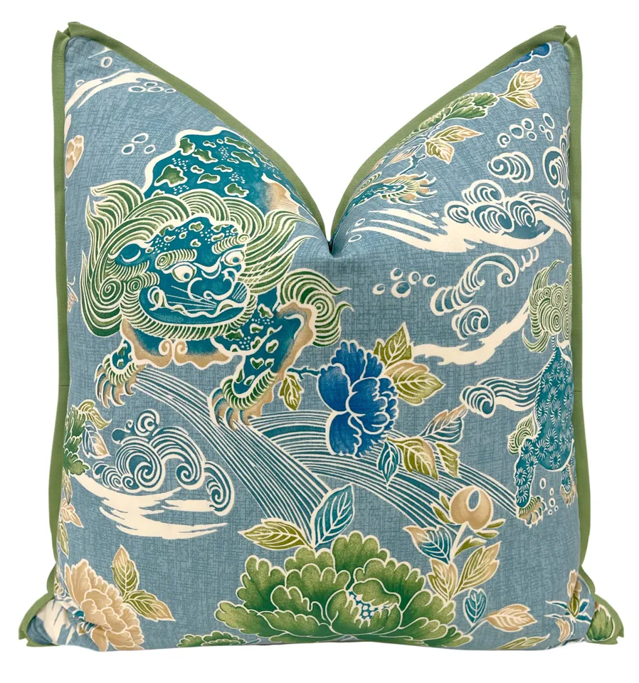 SHISHI // TURQUOISE | BRUNSCHWIG & FILS - 20" X 20" / BUTTERFLY FLANGE / Clover
