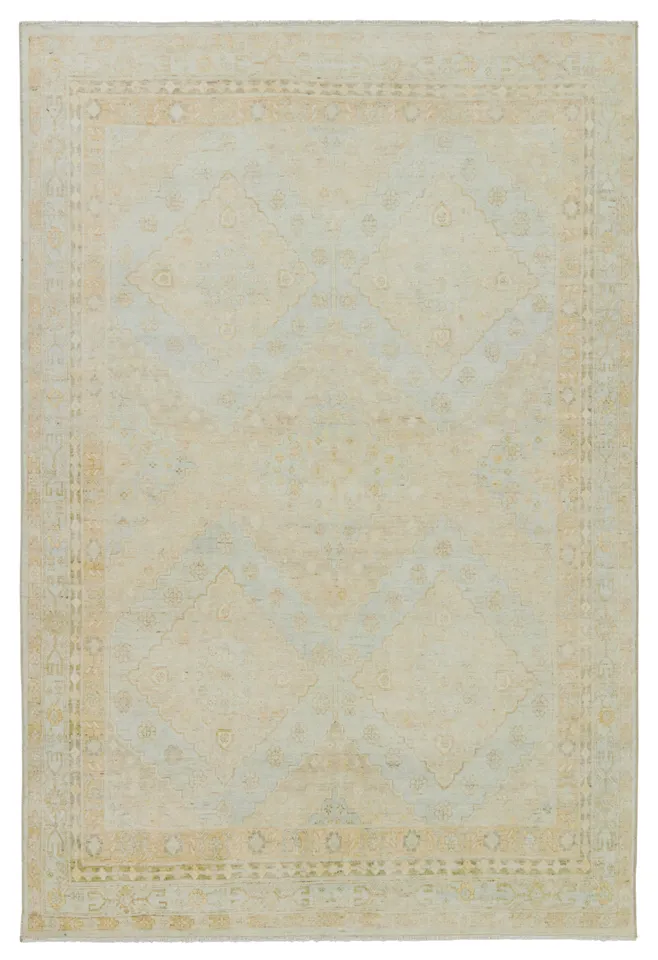 Winn BOH25 Trellis Light Blue and Light Green Runner Rug (3'x10')