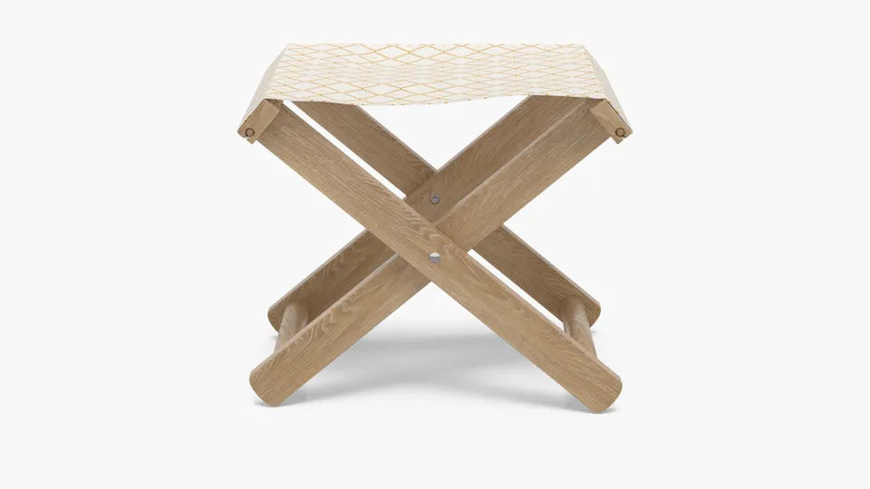Teak Cabana Stool, Buttercup Petite Lattice