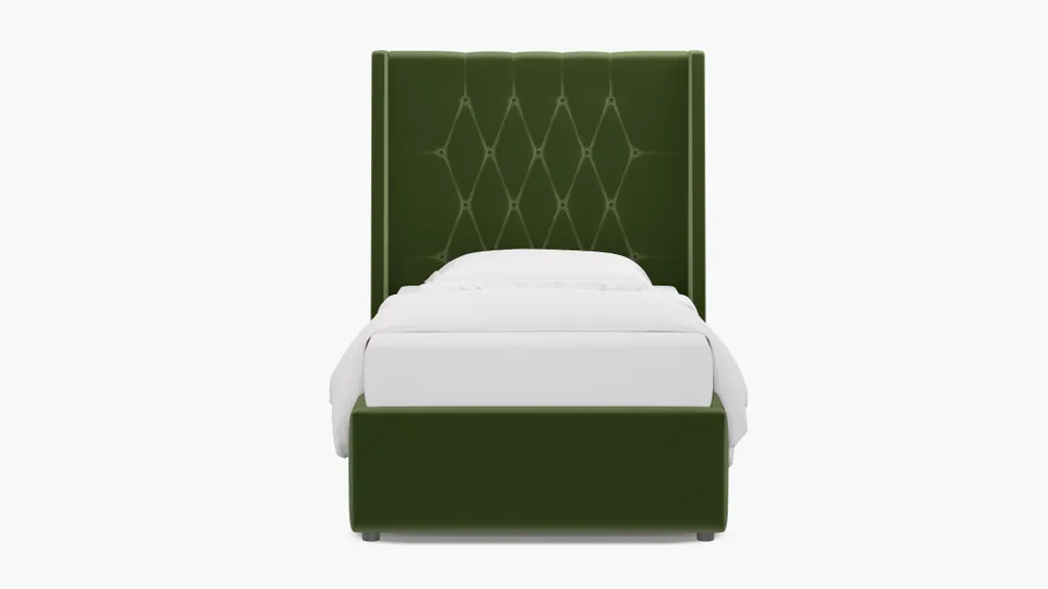 Tufted Wingback Bed, Essex Performance Velvet, Twin