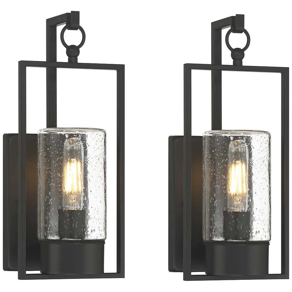 Nordvik 15" High Black Outdoor Wall Light Set of 2