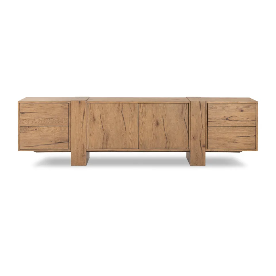 Fisher Media Console-Rustic Amber Oak