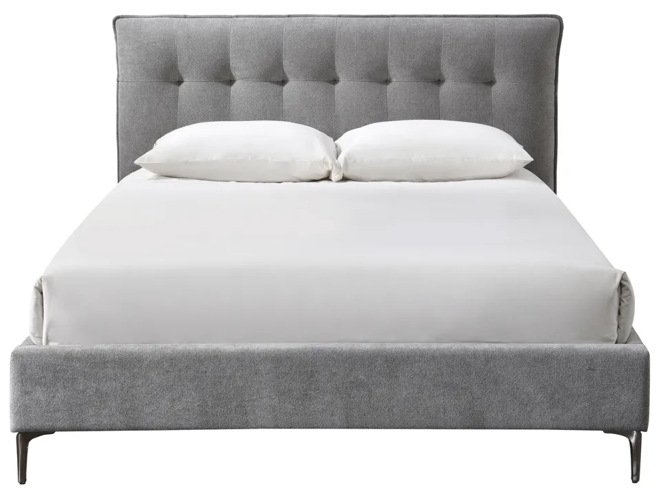 Rexsie Tufted Headboard Bed - Dark Grey / Black