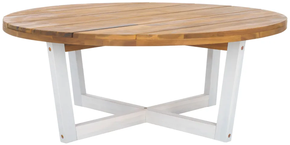 Leo Round Coffee Table 4 Legs - Natural / White