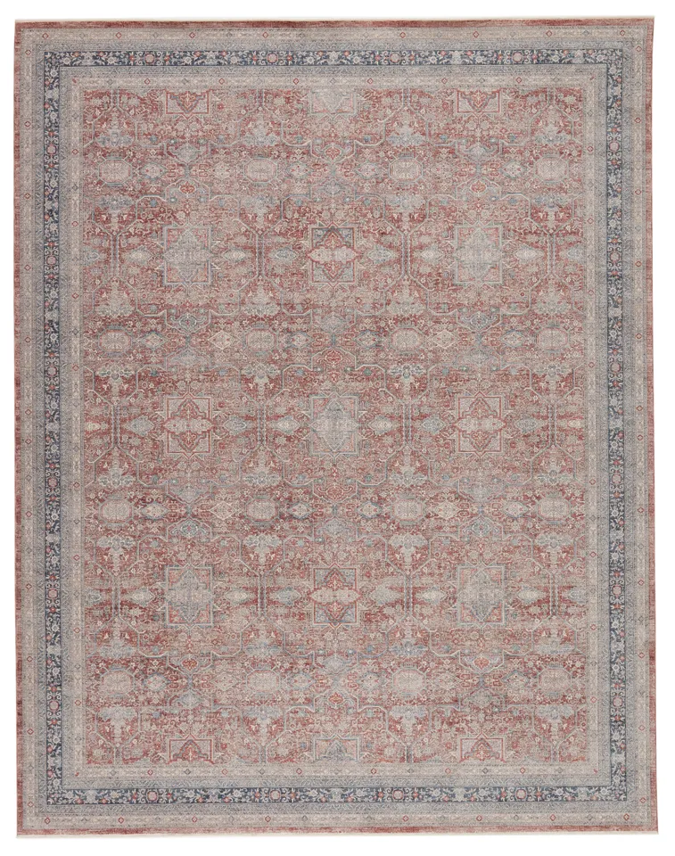 Brinson Oriental Red/ Gray Runner Rug (3'X8')