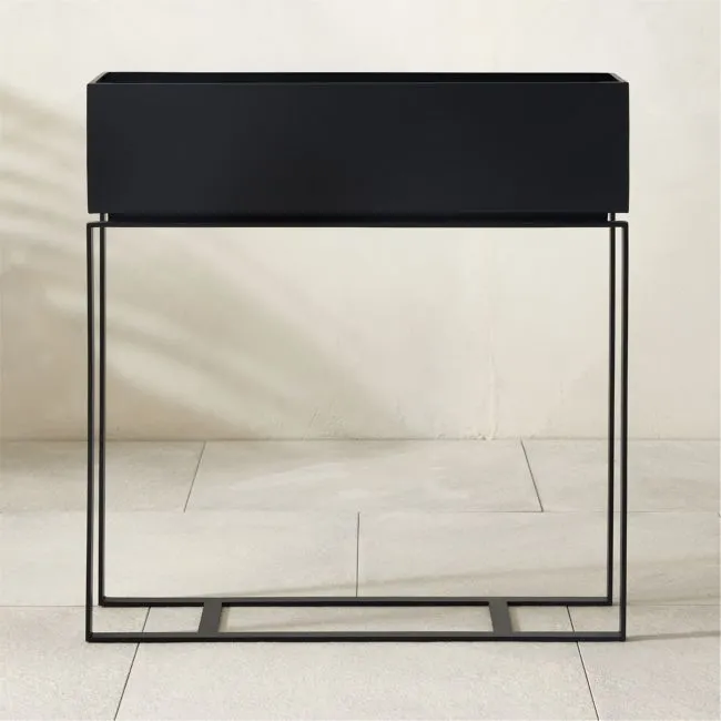 Baros Rectangular Black Metal Indoor/Outdoor XL Planter 30"H