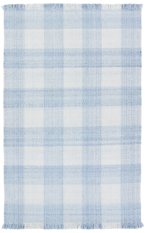 Truce Handmade Indoor/Outdoor Striped Light Blue/ Ivory Area Rug (8'X10')