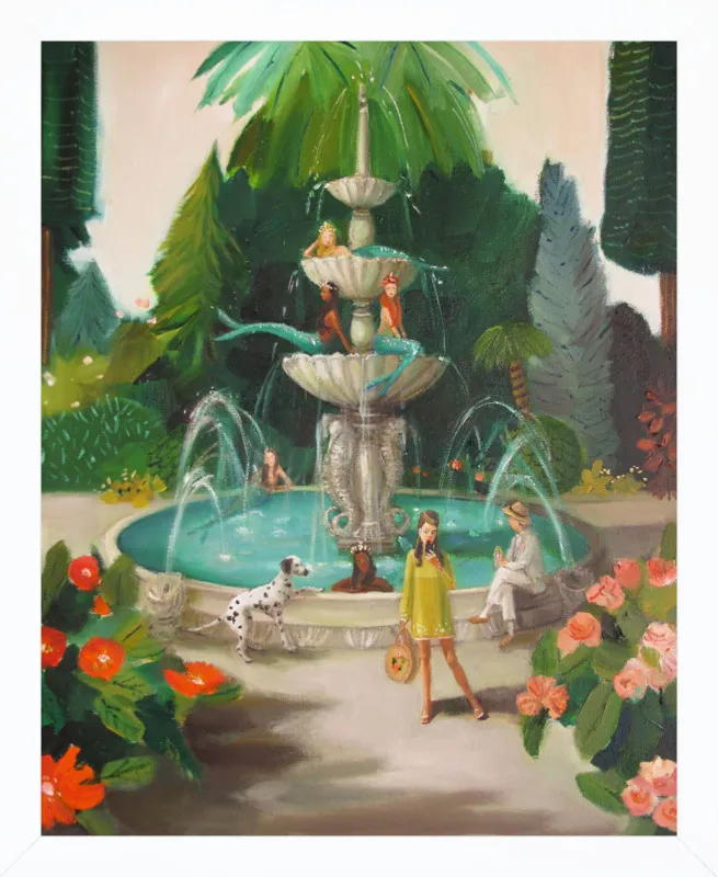 Selfie At The Mermaid Public Fountain by Janet Hill for Artfully Walls