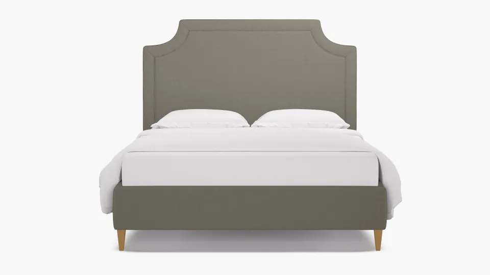 Deco Bed, Putty Everyday Linen, Natural Square Tapered Leg, King