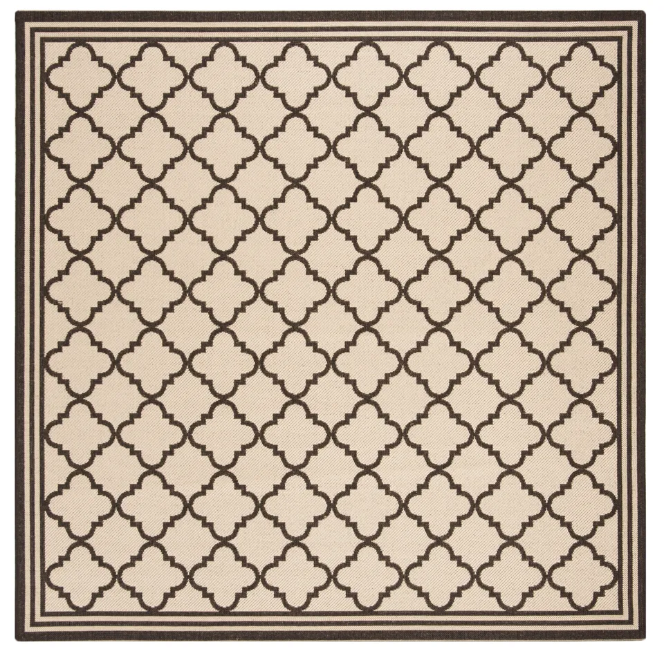 Arlo Home Indoor/Outdoor Woven Area Rug, LND121U, Cream/Brown,  6' 7" X 6' 7" Square