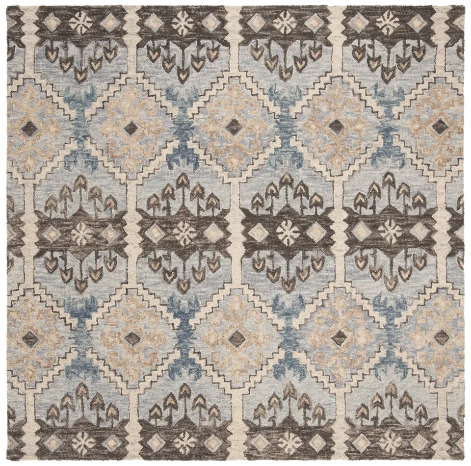 Arlo Home Hand Tufted Area Rug, APN512M, Light Blue/Cream,  7' X 7' Square