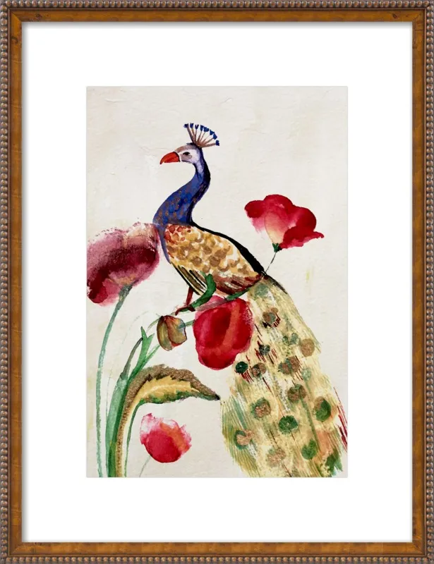 blue gold peacock by Ruti Shaashua for Artfully Walls
