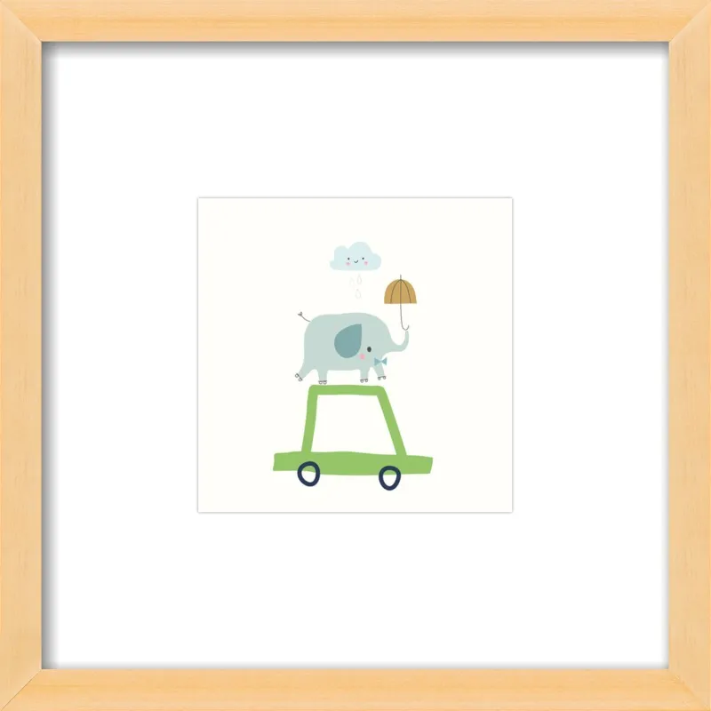 Retro Elephant and Car by Sarah Betz - Little Cube for Artfully Walls