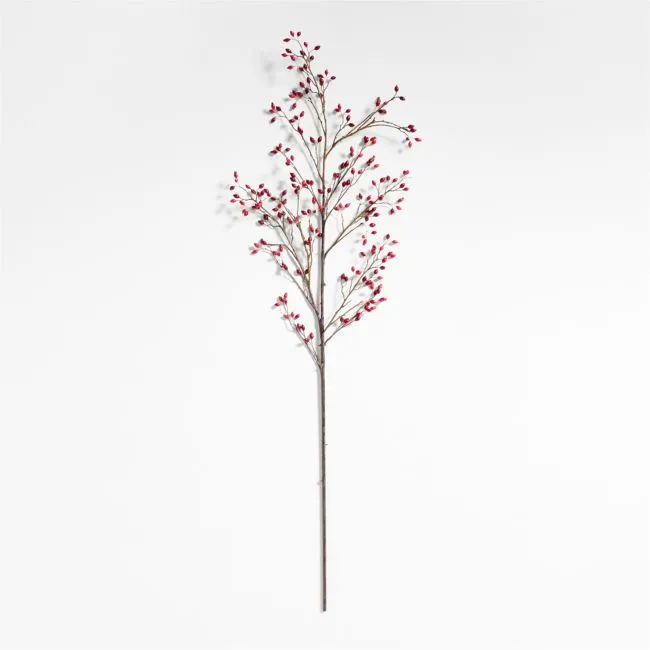 Faux Red Rose Hip Holiday Stem 60"