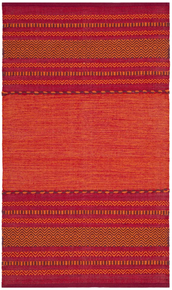 Arlo Home Hand Woven Area Rug, MTK215A, Orange/Red,  3' X 5'