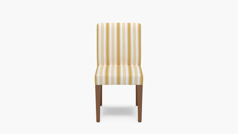 Signature Dining Chair, French Yellow Regency Stripe, Walnut Square Tapered Leg
