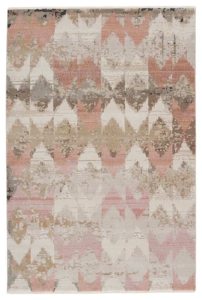 Nikki Chu by Zevi Chevron Beige/ Light Pink Runner Rug (2'6"X8')