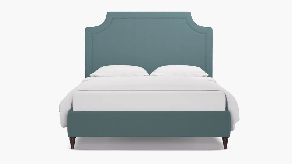Deco Bed, Seaglass Everyday Linen, Espresso Decorative Tapered Leg, King