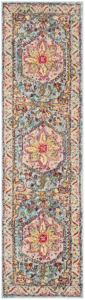Arlo Home Woven Area Rug, PHX153K, Turquoise/Beige,  2' 3" X 8'