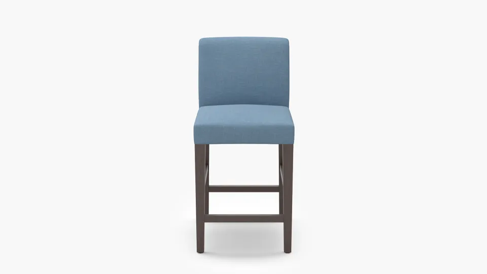 Signature Dining Counter Stool, French Blue Everyday Linen, Espresso Square Tapered Leg