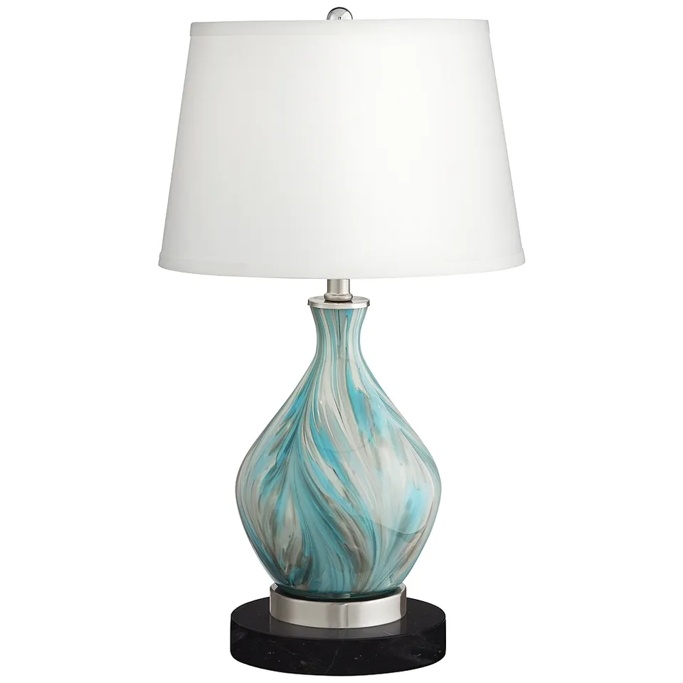 Possini Euro Cirrus 22" High Vase Table Lamp with Black Marble Riser