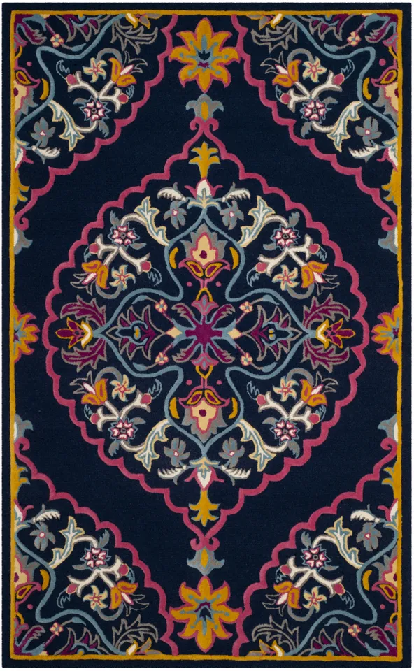 Arlo Home Hand Tufted Area Rug, BLG605C, Navy Blue/Multi,  5' X 8'