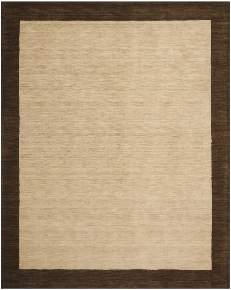 Arlo Home Hand Loomed Area Rug, HIM585A, Beige/Dark Brown,  8' 9" X 12'