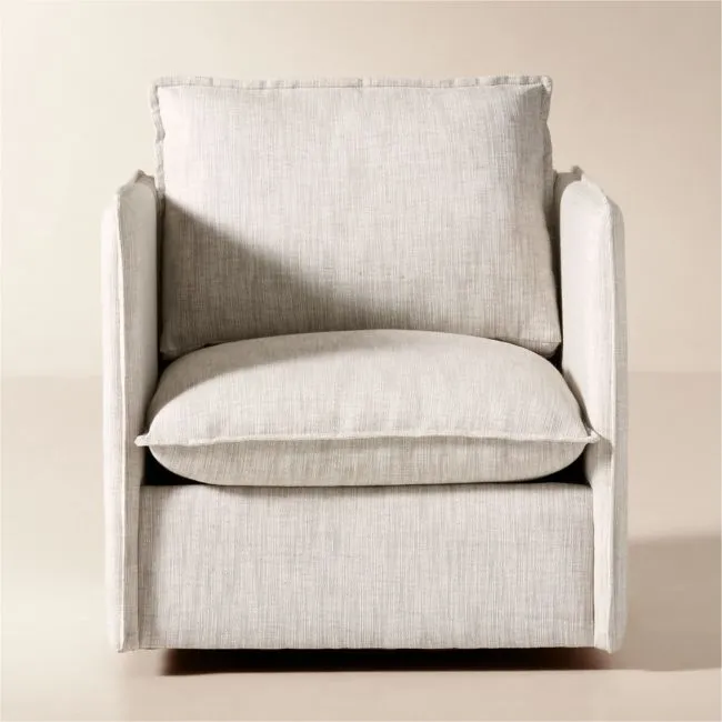 Corroy Natural Linen Swivel Chair Set of 2