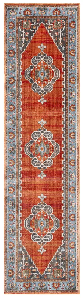 Arlo Home Woven Area Rug, VTP482P, Rust/Blue,  2' 2" X 8'