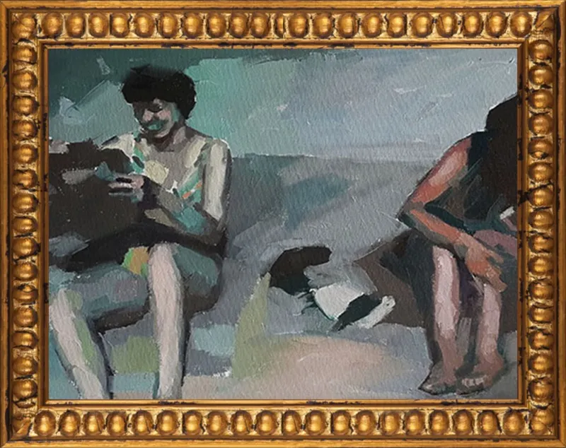 Girls at the beach by Mary Sinner for Artfully Walls