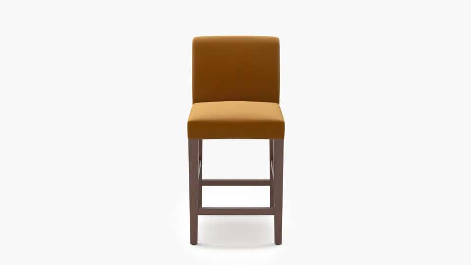 Signature Dining Counter Stool, Marigold Performance Velvet, Walnut Square Tapered Leg