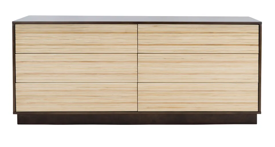 Stassie 6 Drawer Cane Dresser - Natural/Black